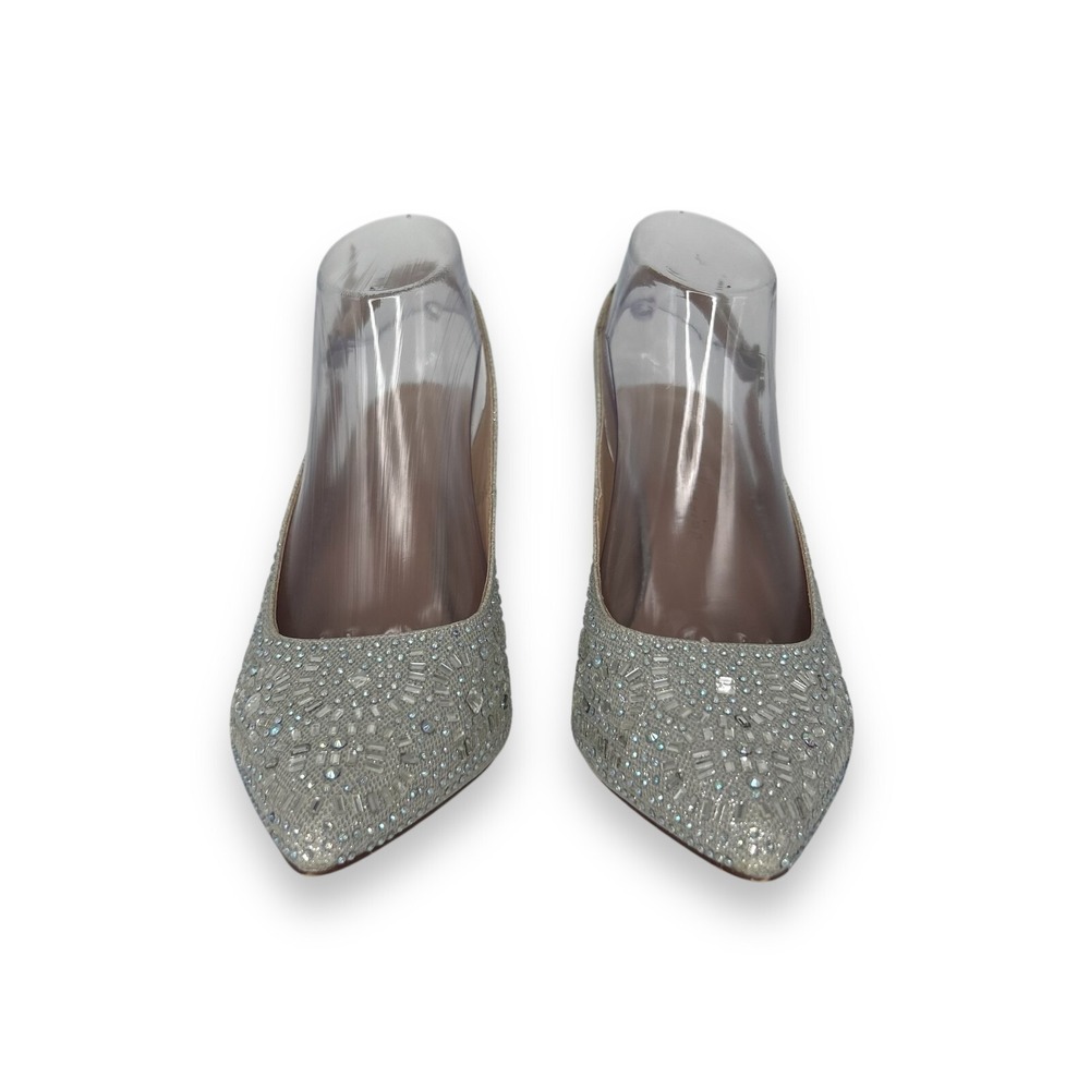 LAUREN LORRAINE Rachel Silver Shimmer Shoes Stilettos Crystals Size 8.5 Bridal - Picture 9 of 11